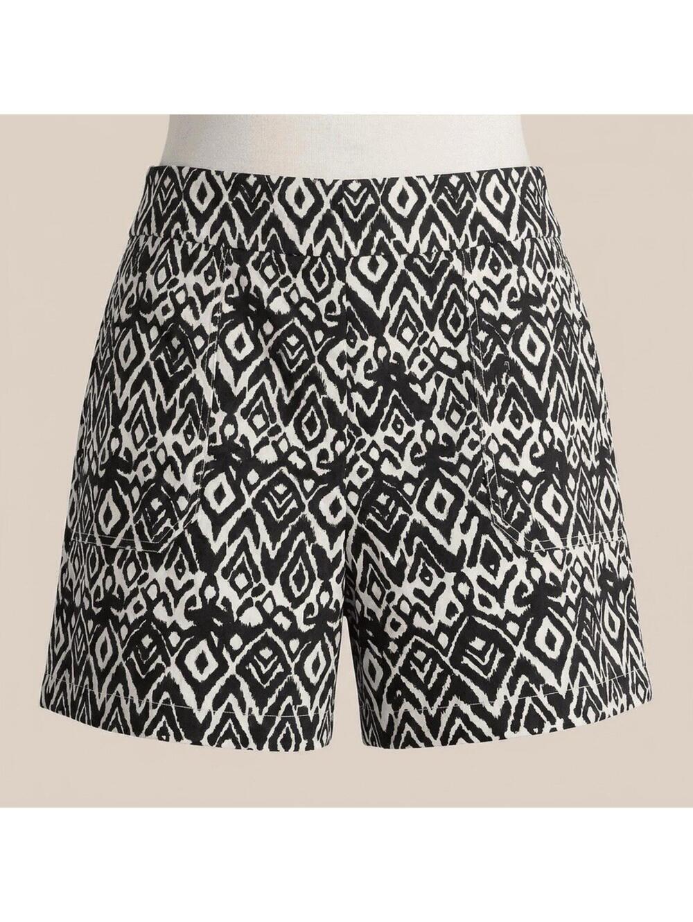 Wildfox Black White Geometric Print Shorts M Lightweight NWT Casual Summer